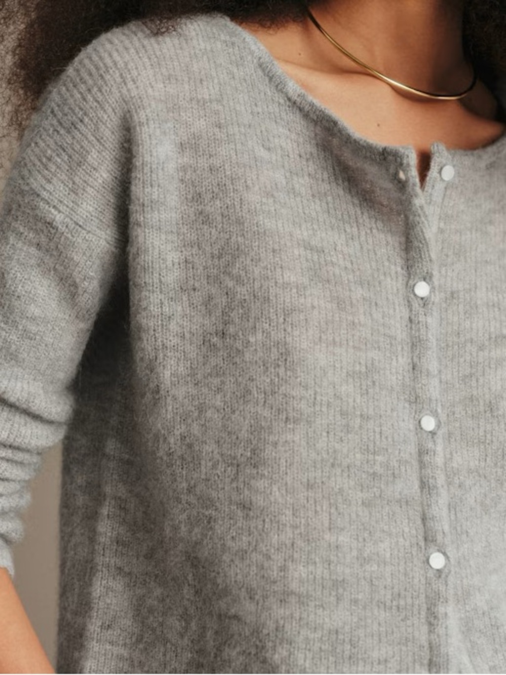 Sezane Gaspard Jumper mohair alpaca grey melange button cardigan XS